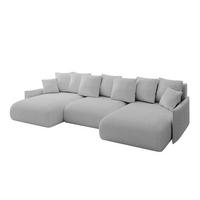 WOHNLANDSCHAFT mit Schlaffunktion und Bettkasten ONESK-U-v1 317x177x72 Hellgrau Bouclé - Hellgrau, Holzwerkstoff/Kunststoff (317/72/177cm) - ALTDECOR