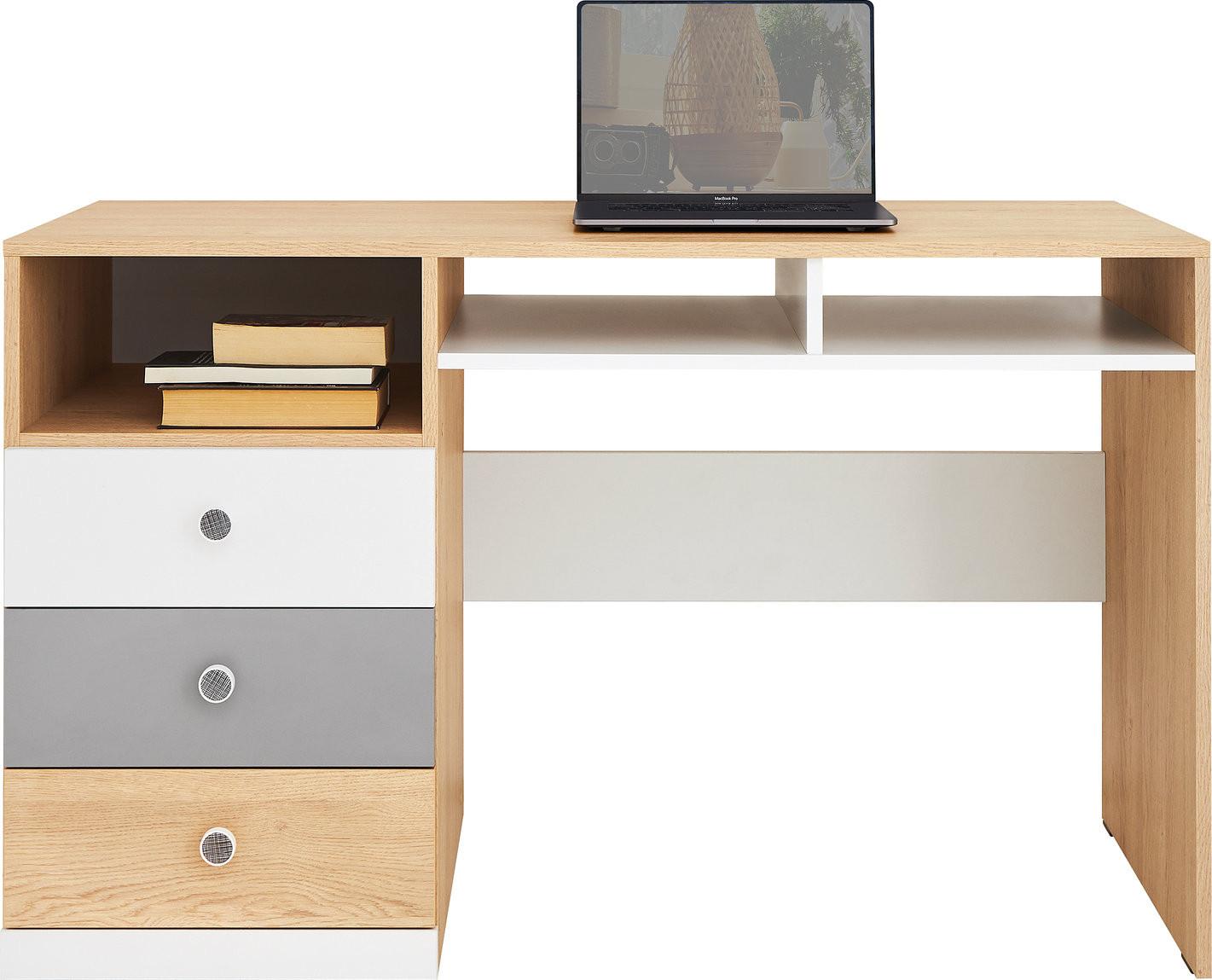 SCHREIBTISCH BRERA 125x55x76 cm Bürotisch Computertisch, Eichefarben - Eichefarben, Holzwerkstoff (55/125/76cm) - MASSENO