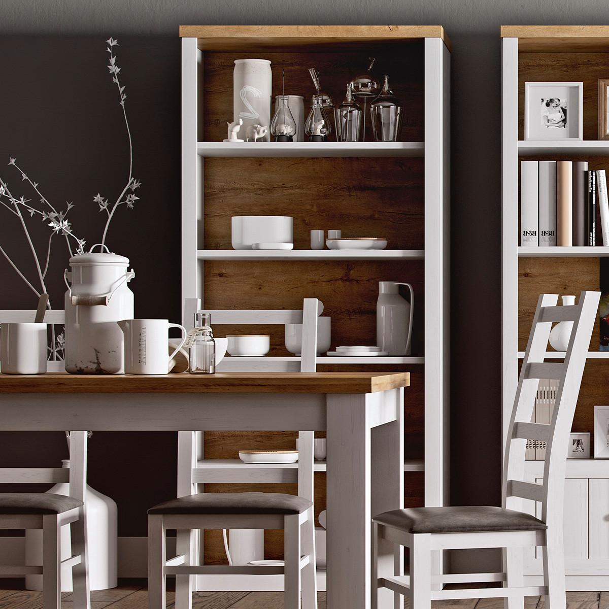 BÜCHERREGAL Léandre Weiß und Holz - Weiß, Holzwerkstoff (90.2/198.1/43.3cm) - Petits-meubles