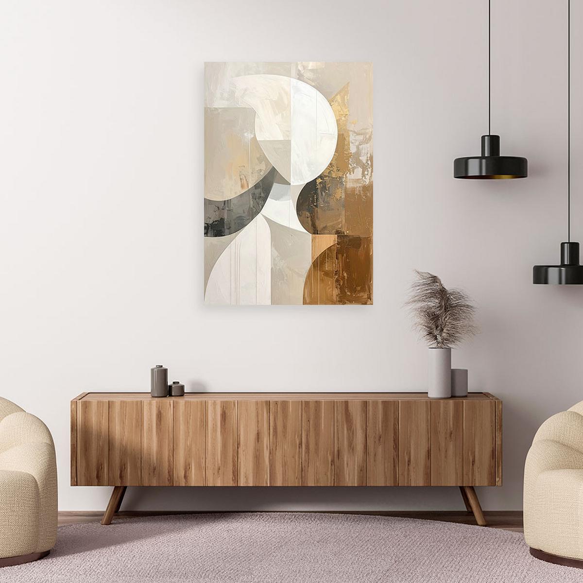 WANDBILD, Beige Abstrakt Textur im Boho Stil - Beige, Textil (80/120cm) - Feeby
