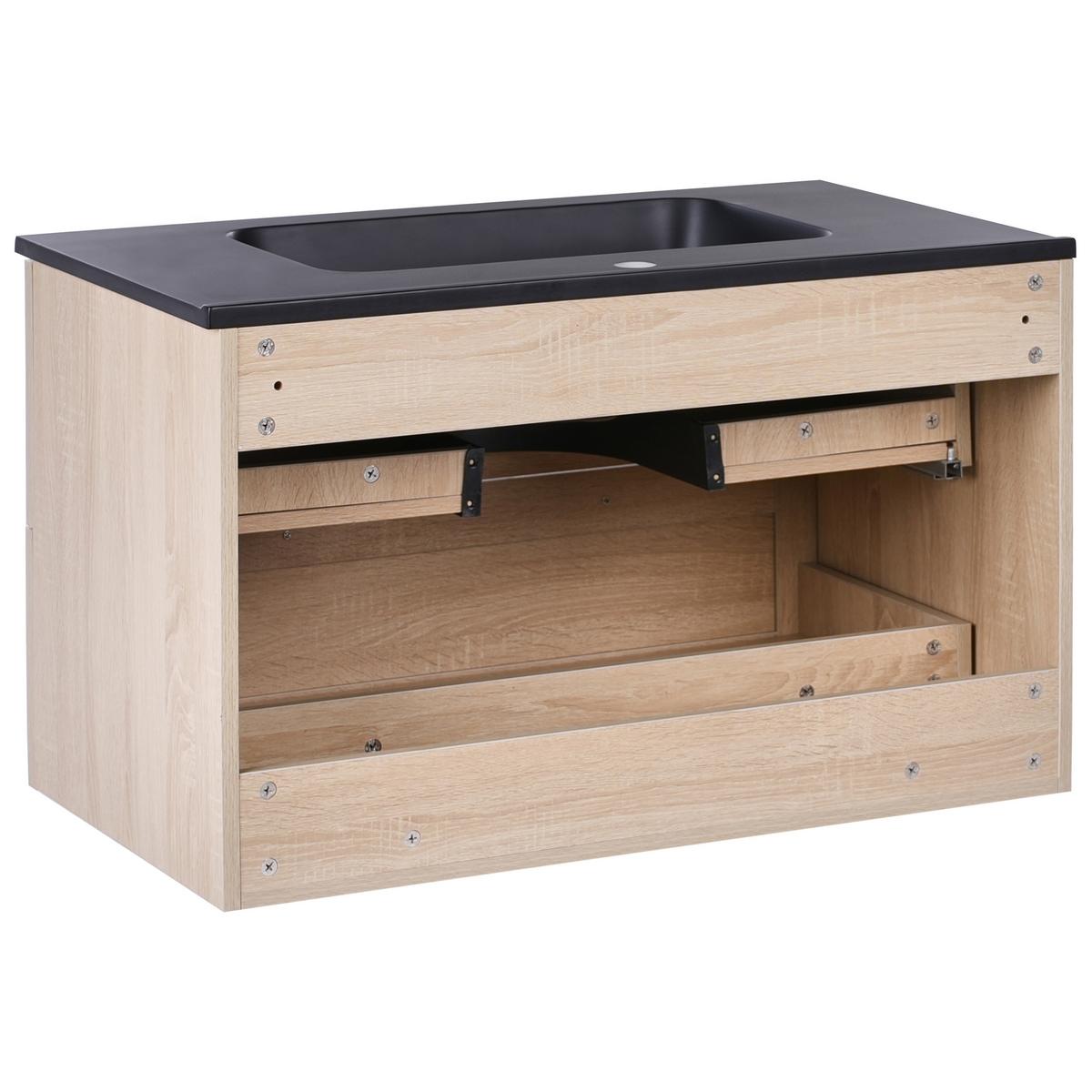 WASCHBECKENUNTERSCHRANK wandmontiertk mit Waschbecken Hellbraun Tarija - Hellbraun, Holzwerkstoff (80/46/91.5cm) - Beliani