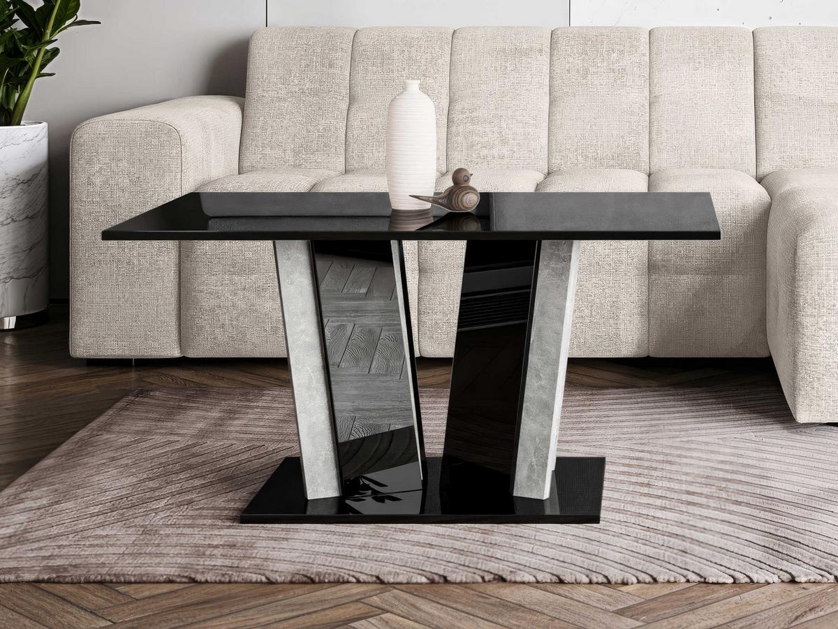 COUCHTISCH Doha II - Schwarz Hochglanz/Grau, Holzwerkstoff (60/100/55cm) - MIRJAN24