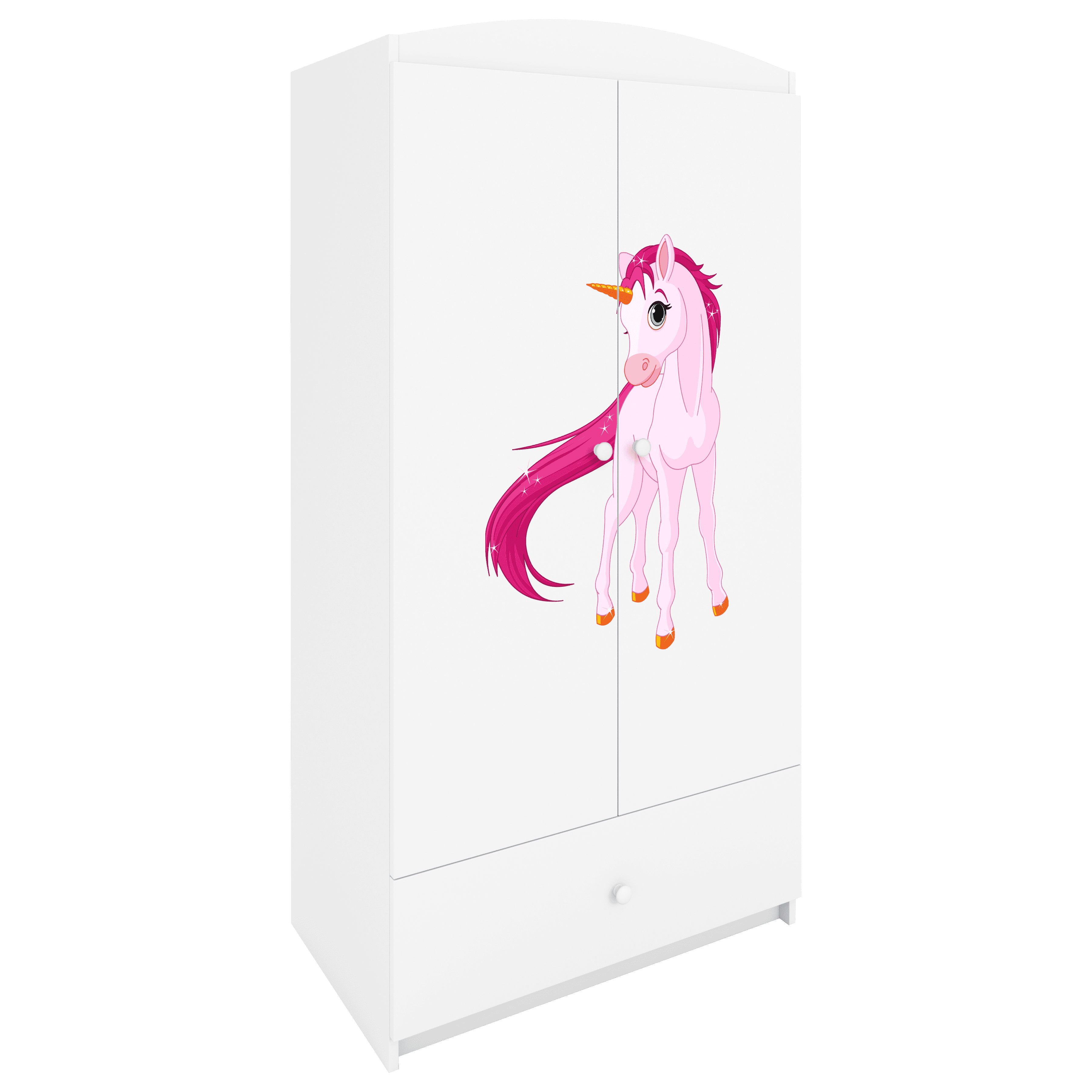 KINDERKLEIDERSCHRANK Einhorn - Weiß, Holzwerkstoff (90/175/52cm) - RAUMHIRSCH FURNITURE