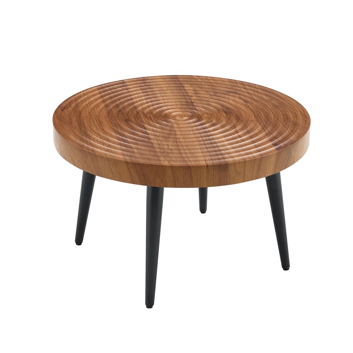 COUCHTISCH Walnussbraun Rund mit Jahresringen & Metallbeinen - Walnussfarben, Holzwerkstoff (60/60/37cm) - Urban Meuble