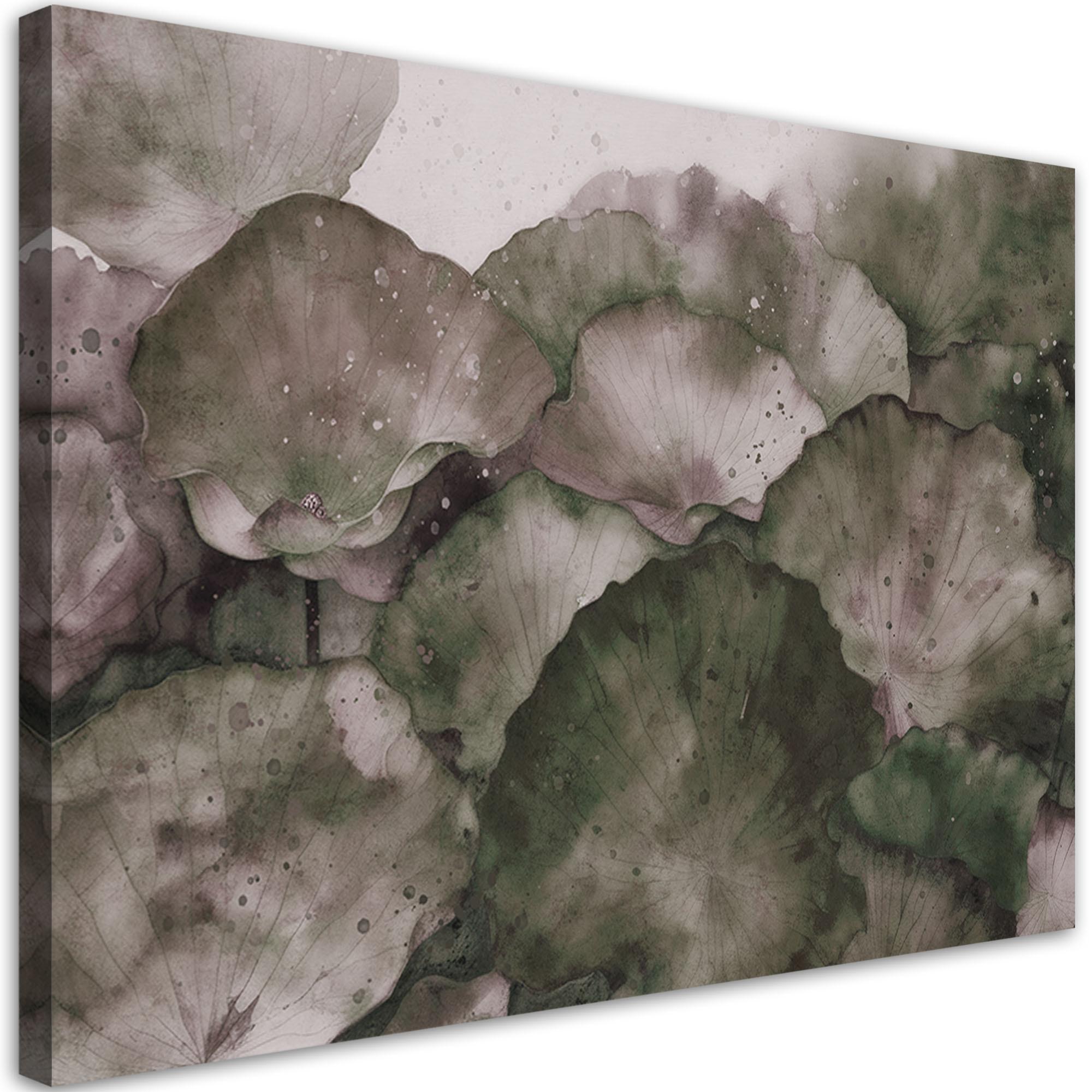 WANDBILD lotusblätter aquarell - Braun, Textil (60/40cm) - Feeby