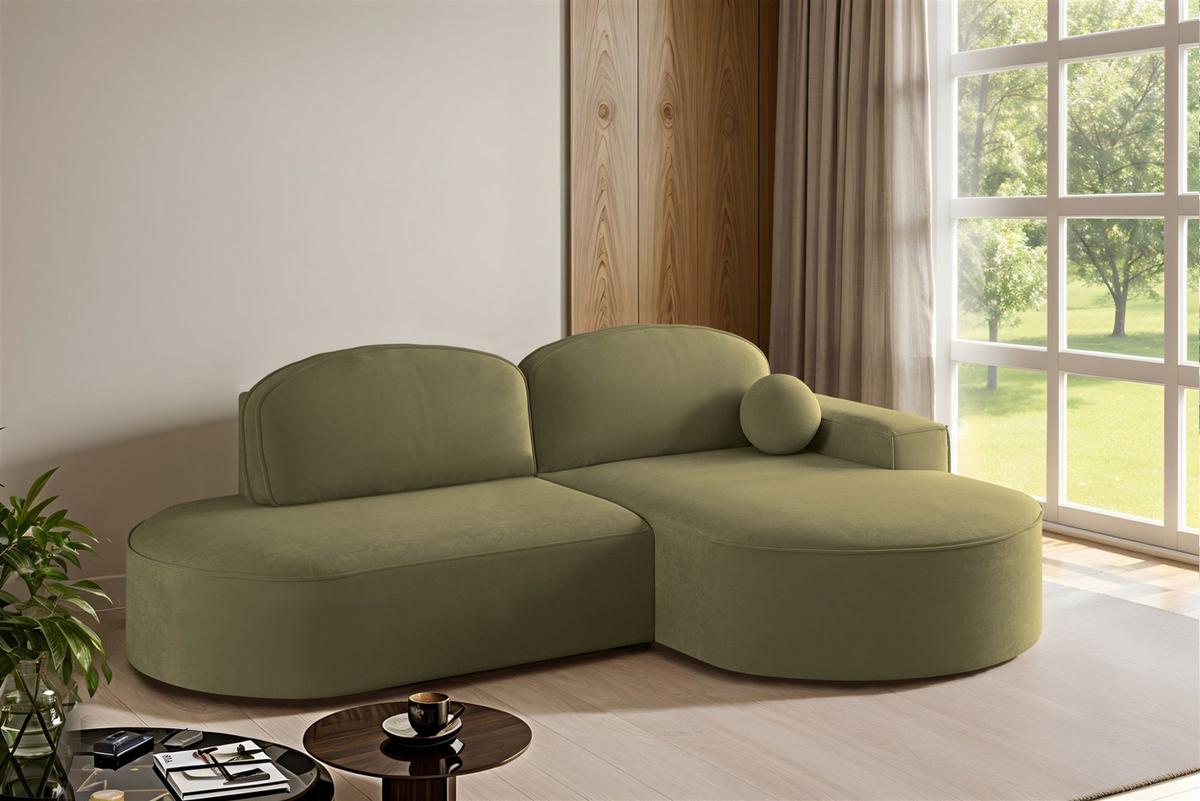 ECKSOFA Girona Mit Schlaffunktion - Grün, Holzwerkstoff/Textil (278/179cm) - Fun Möbel