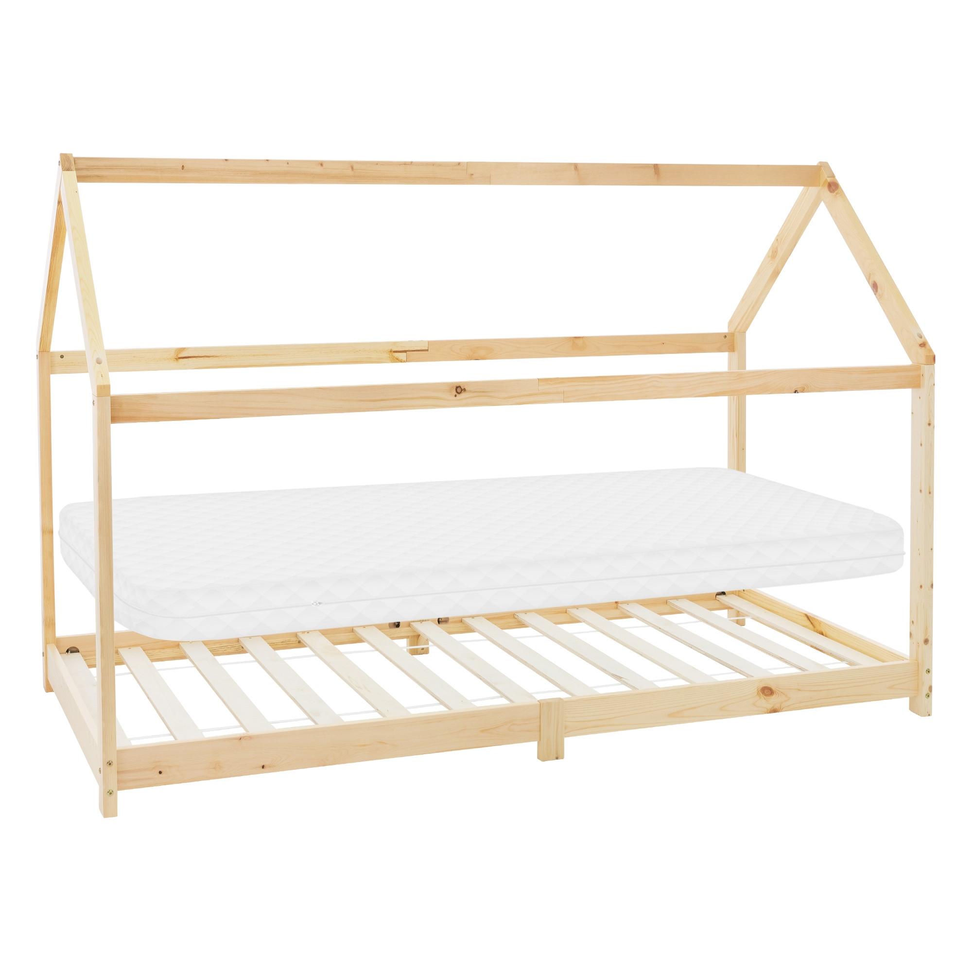 KINDERBETT mit Dach und Matratze 90x200 cm Natur - Naturfarben, Holz (90/200cm) - ML-DESIGN