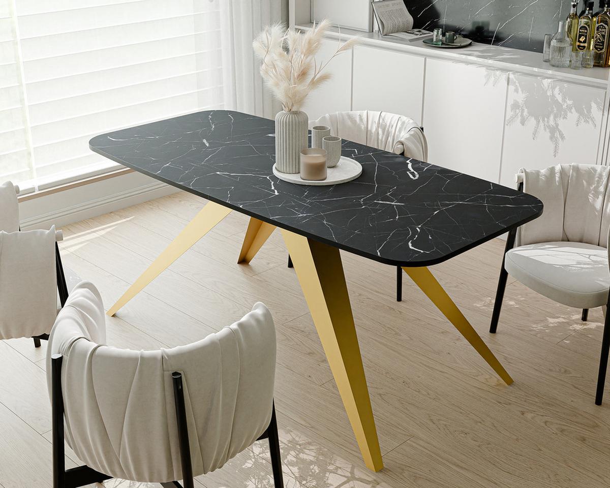 AUSZIEHTISCH FENTO 160/80/76 cm, Gold / Grigia Pietra (Steingrau) - Goldfarben/Grau, Holzwerkstoff/Metall (80/160/76cm) - Idohome