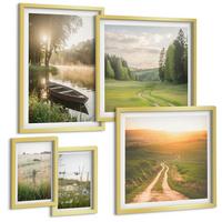 BILDER SET 5er Set - 50x50 cm & 20x30 cm & 40x60 cm Goldrahmen - Landschaftswiesenstraße West - Goldfarben, Kunststoff (40/60cm) - TULUP