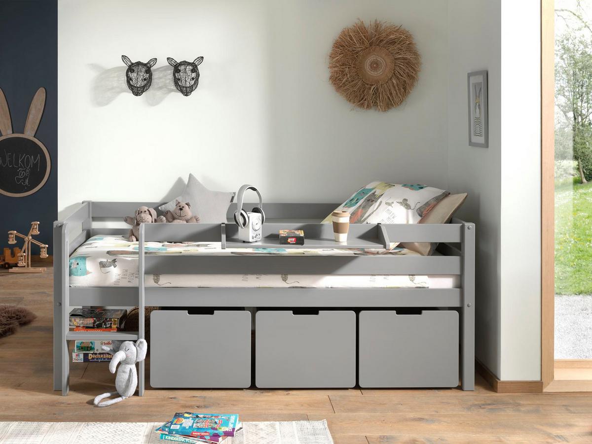 KOJENBETT Karolina 208x83x105 aus Massivholz in Grau - Anthrazit, Holz (90/200cm) - 58aufmkessel
