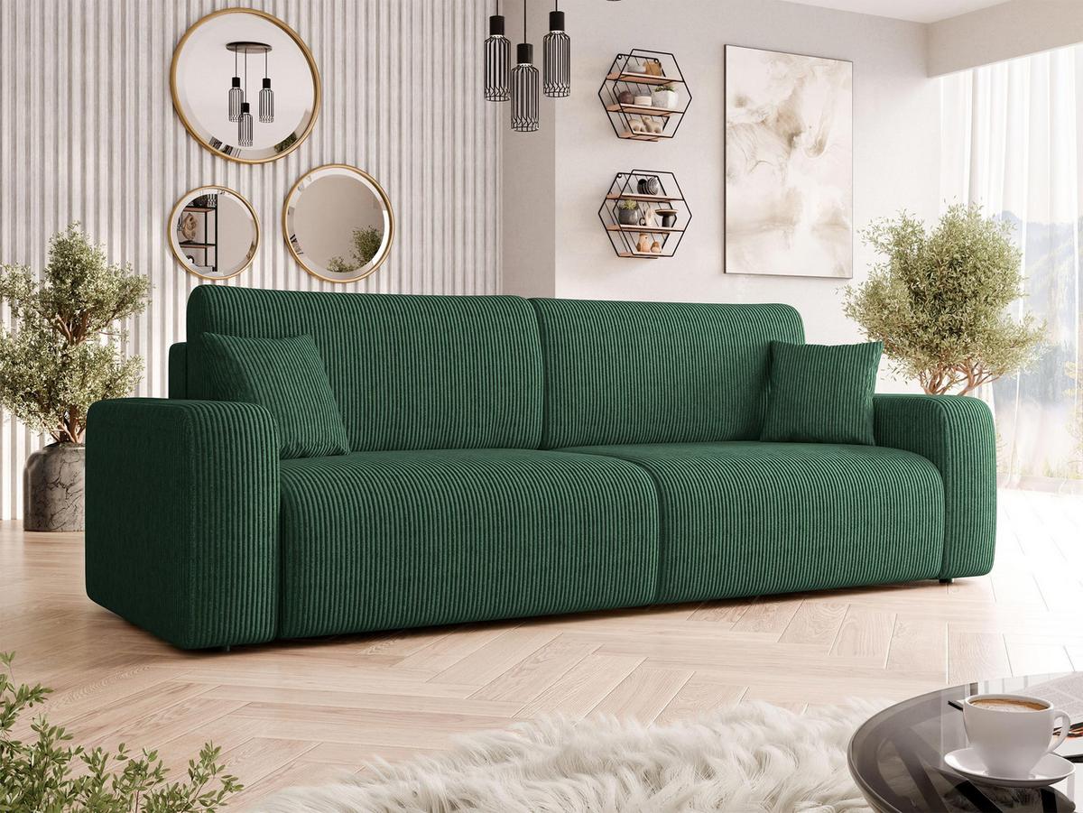 SCHLAFSOFA Piano Cord - Schwarz/Grün, Holz/Kunststoff (245/82/92cm) - MIRJAN24