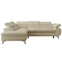 ECKSOFA PABLO L Creme Struktur - Links Seite mit T25 Topper - Creme/Schwarz, Textil/Metall (208/273cm) - MKS