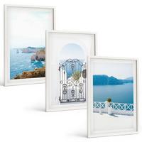 BILDER SET 3er Set - 40x60 cm Weißer Rahmen - Meeresarchitektur Griechenlands - Weiß, Kunststoff (40/60cm) - TULUP