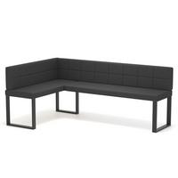 ECKBANK links SANA U Kunstleder gesteppt, 128/168 cm Schwarz - Schwarz, Kunststoff/Textil (128/168cm) - Idohome