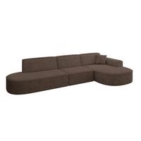 ECKSOFA Ottomane Rechts MARI-L2 - 328x171x79 cm Braun Velours - Schwarz/Braun, Holzwerkstoff/Kunststoff (171/328cm) - ALTDECOR
