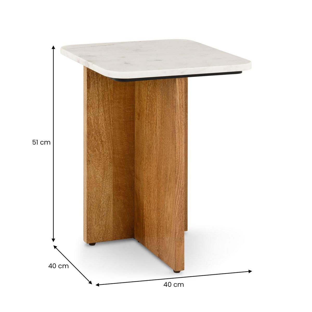 BEISTELLTISCH VARANASI weiß/natur - Weiß/Naturfarben, Naturmaterialien/Holz (40/40/51cm) - IDIMEX