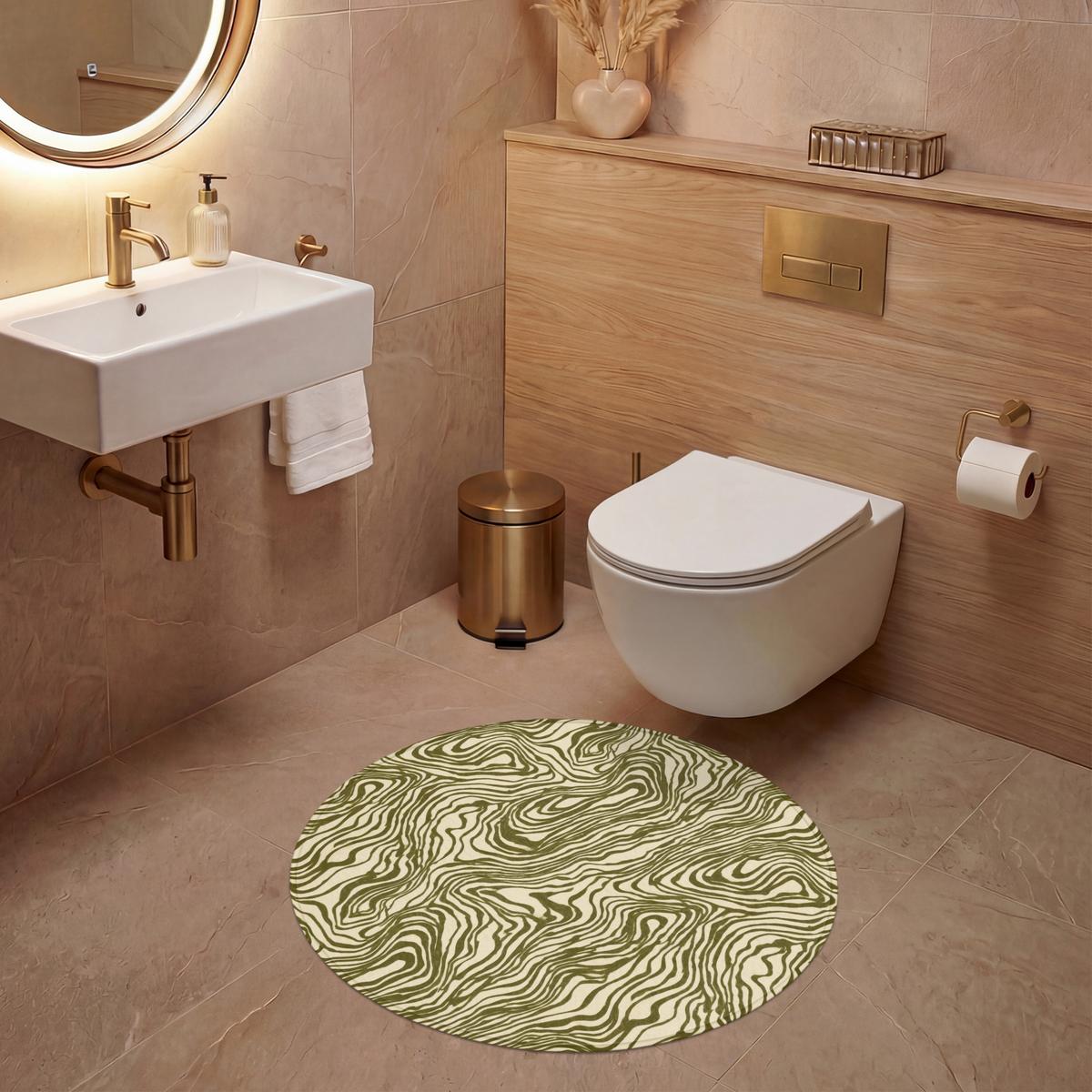 WC-VORLEGER Abstrakt - Marmor - Grün Toilettenteppich 70x70 cm - Dunkelgrün, Textil (70/1cm) - OnlyWow