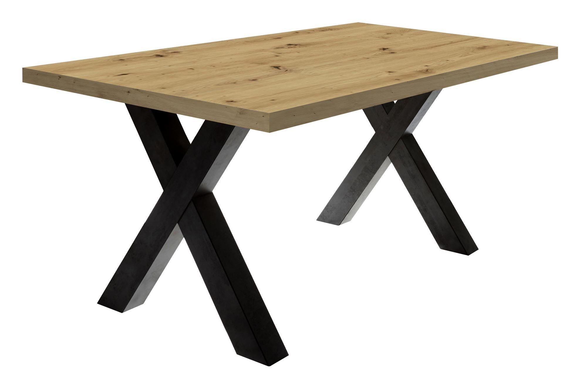 ESSZIMMERTISCH Eike 8 180 x 90 x 75 Esstisch Schwarzstahl/Asteiche - Naturfarben, Holz (180/90/75cm) - 58aufmkessel
