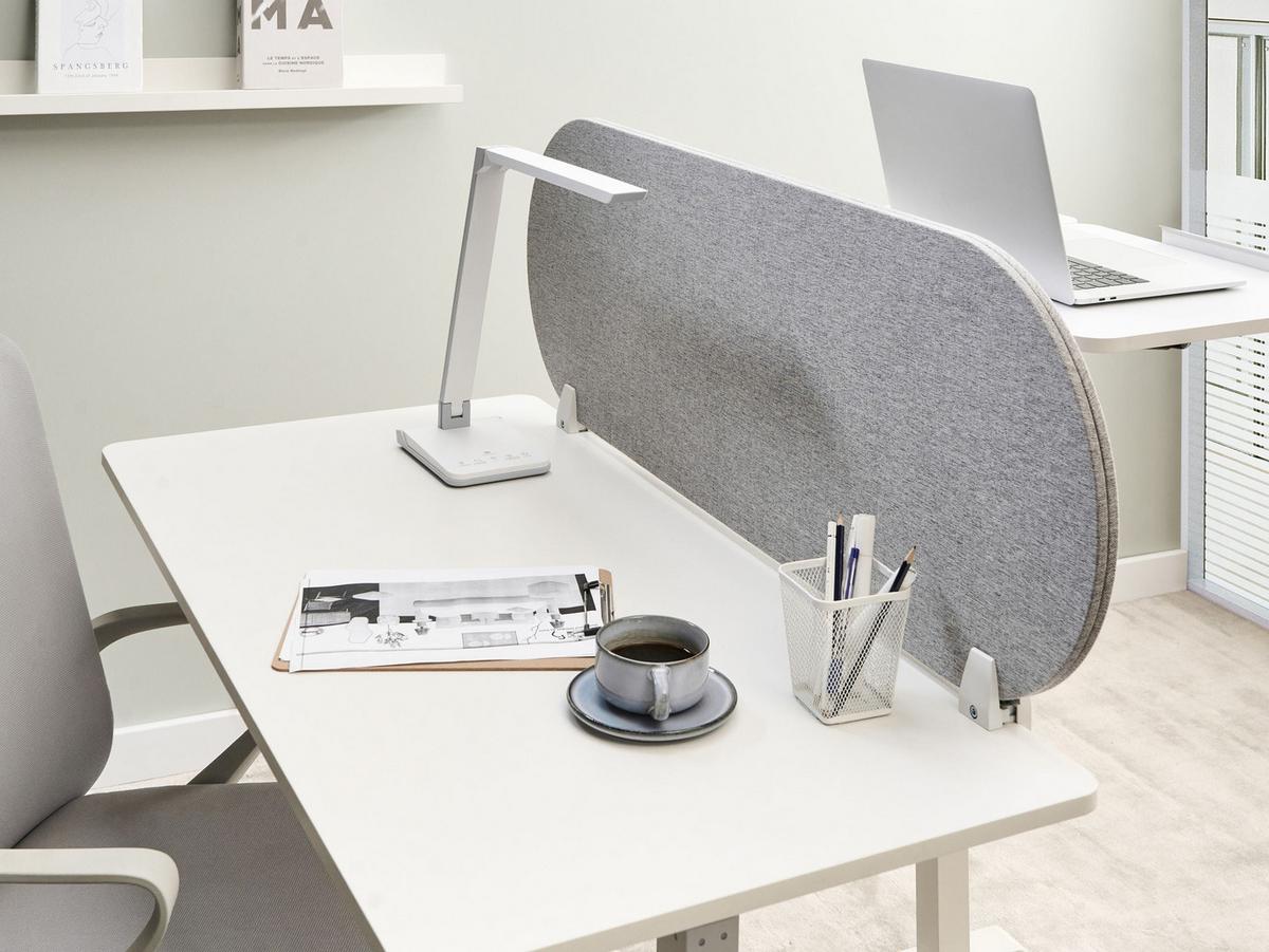 SCHREIBTISCHTRENNWAND Hellgrau 120x2x40 Sparky - Hellgrau, Kunststoff (120/40/2cm) - Beliani