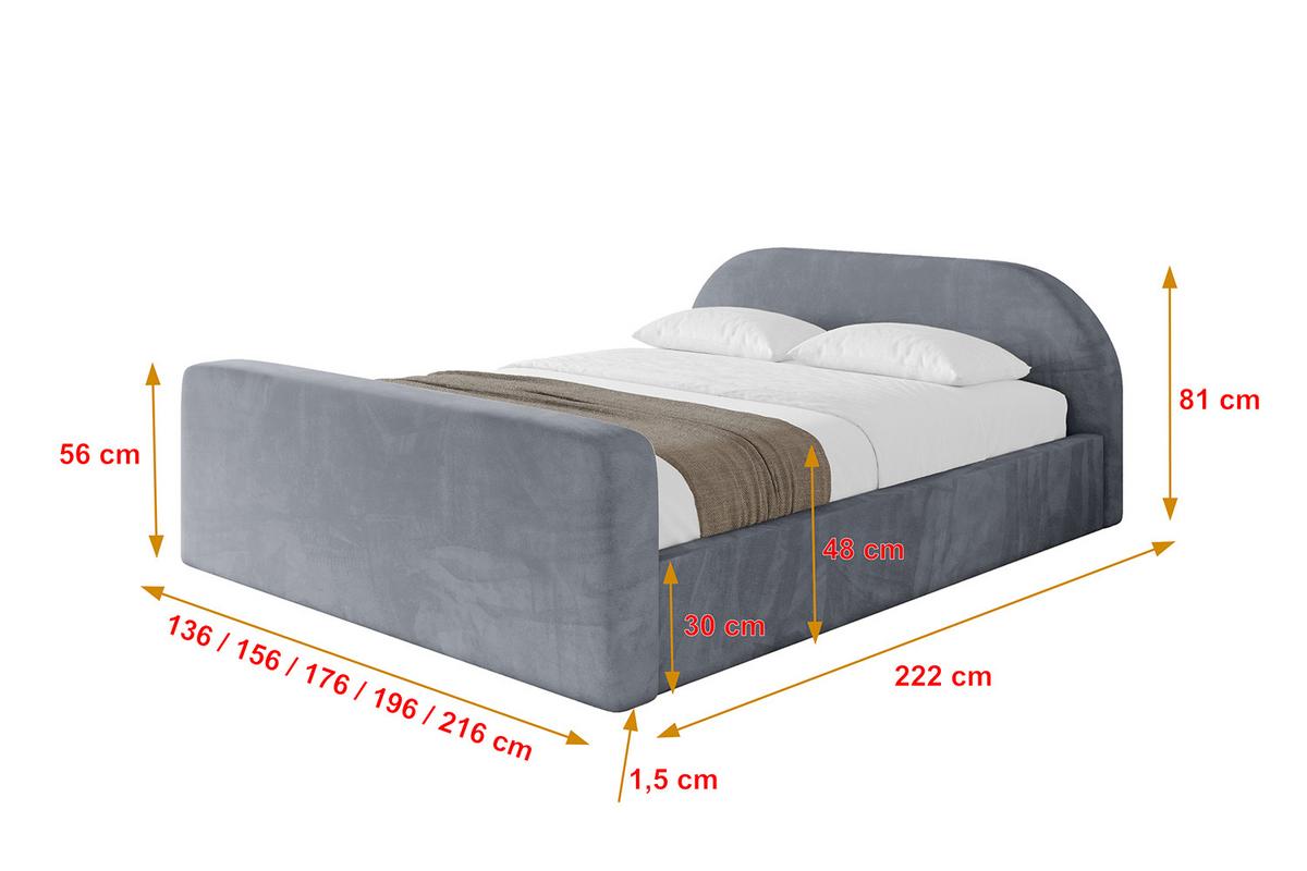 POLSTERBETT mit Bettkasten, Fußteil und Lattenrost, Boxbett mit Matratze H3/H4 - TIVON-Z-V1 180x200 Grau - Grau, Holzwerkstoff/Textil (180/200cm) - ALTDECOR