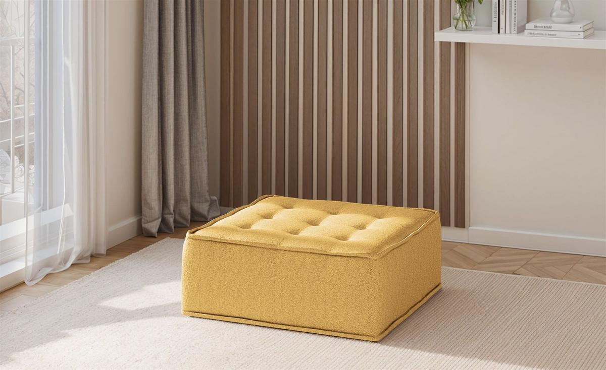 POLSTERHOCKER Sande In Raven - Gelb, Holzwerkstoff/Textil (90/38/90cm) - Fun Möbel