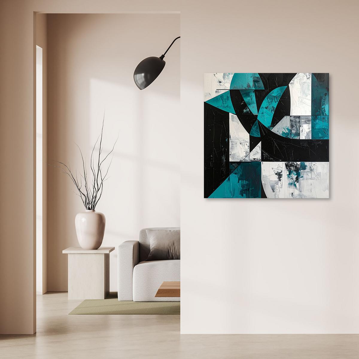 LEINWANDBILD 3D und geometrisch 40x40cm - Türkis, Textil (40/40cm) - Feeby