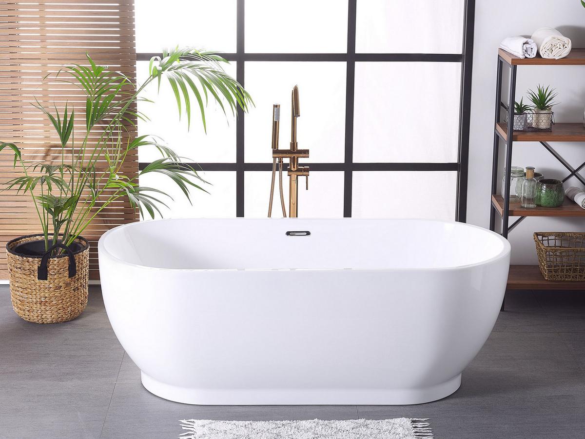 BADEWANNE FREISTEHEND 78x170x60 cm weiß Levera - Weiß, Kunststoff (78/60/170cm) - Beliani