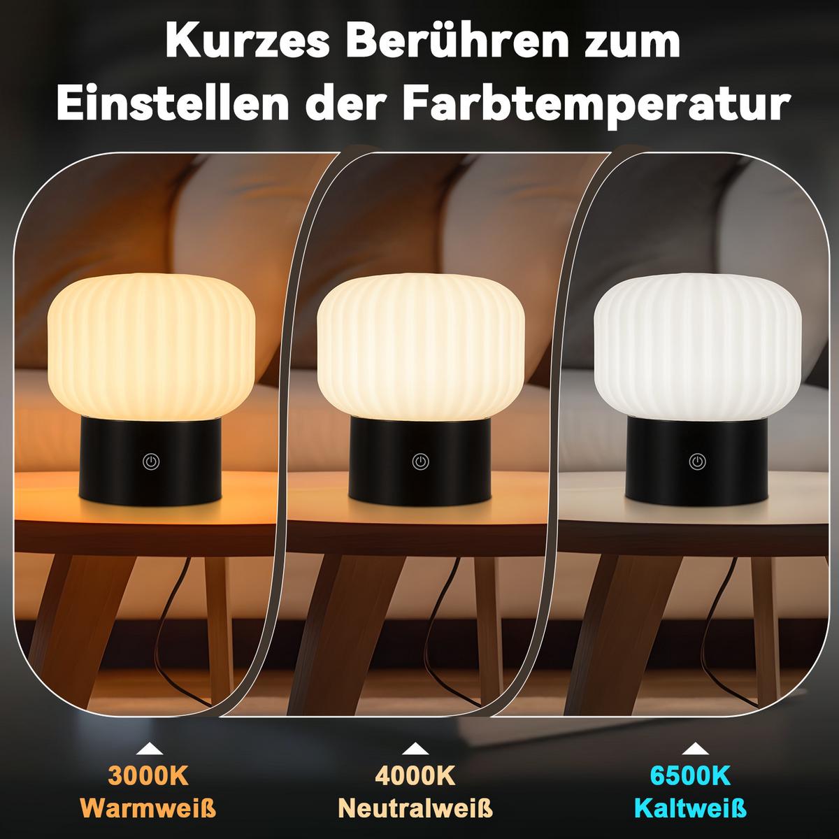 LED TISCHLAMPE Glowvyn 16/15.5/8.7 cm - Weiß, Glas (16/15.5/8.7cm) - ZMH