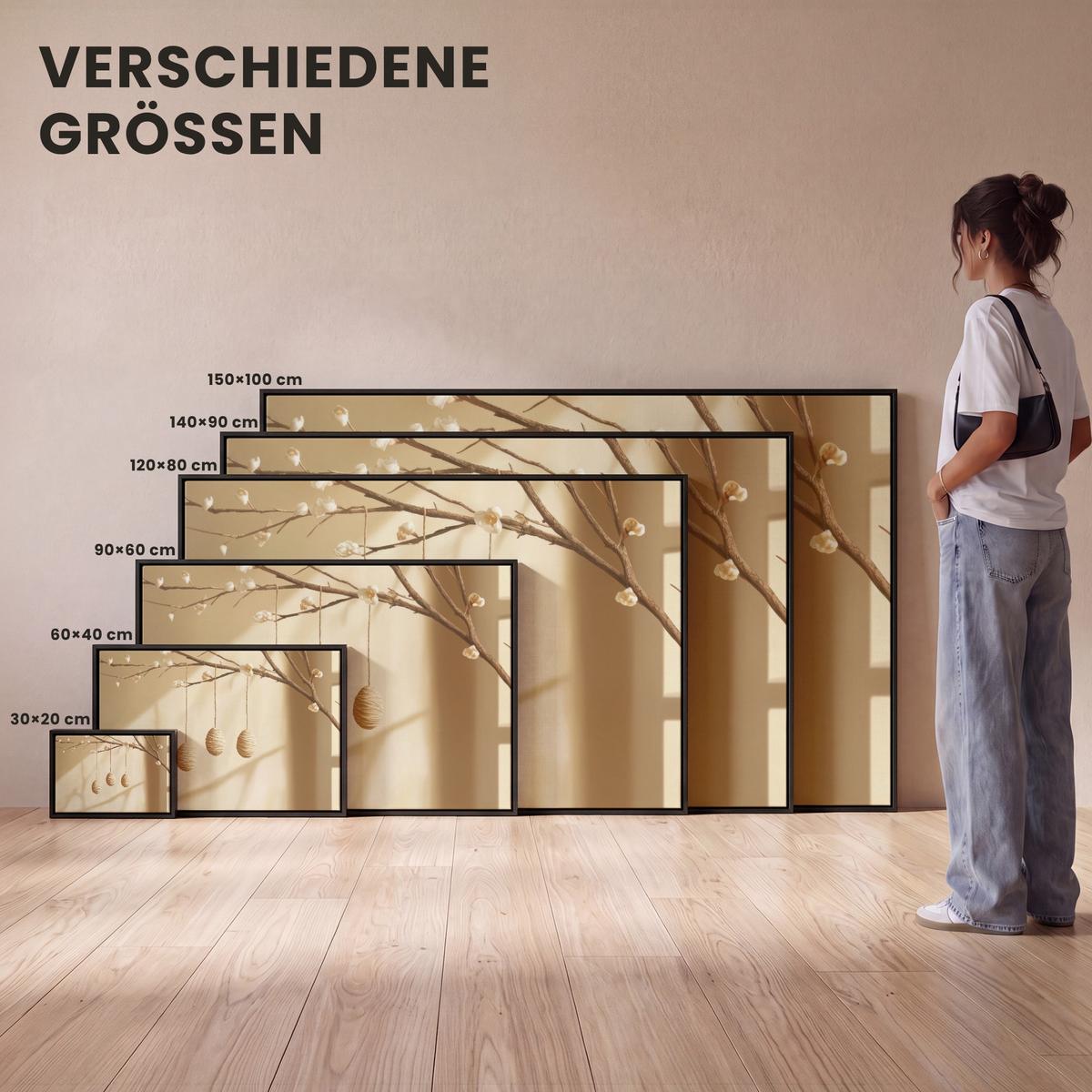 LEINWAND Bilder mit Rahmen - Beige - Osterkuchen - Eier - 30x20 - Beige, Textil (30/20cm) - MuchoWow