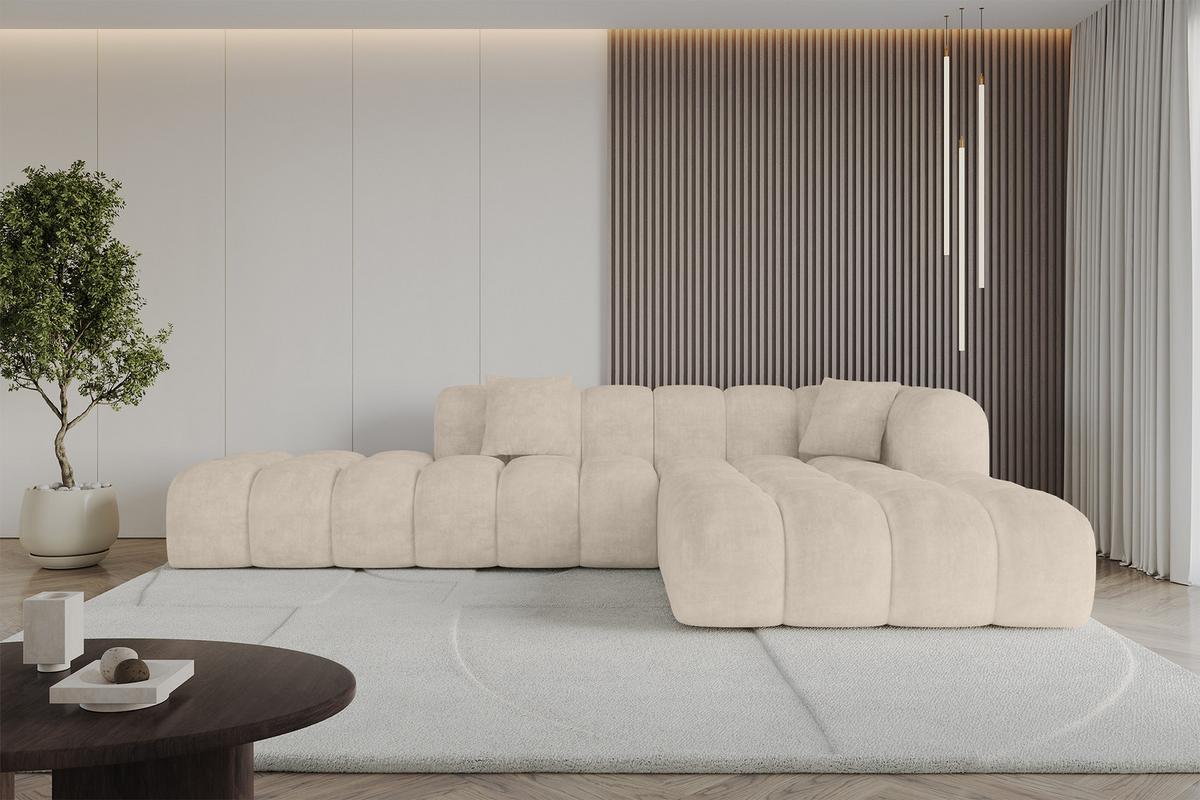 ECKSOFA Ottomane Rechts OLEA-L2 - 289x176x71 cm Taupe - Taupe/Schwarz, Holzwerkstoff/Kunststoff (289/176cm) - ALTDECOR