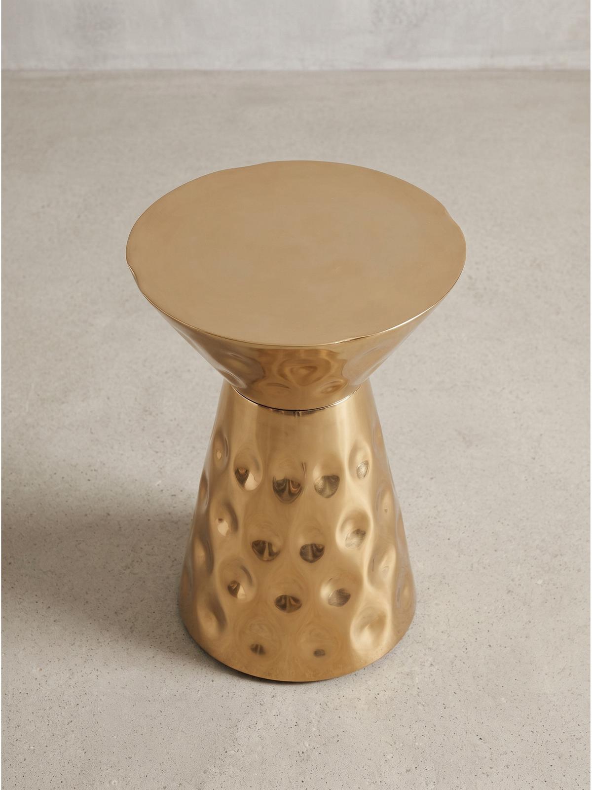 BEISTELLTISCH MAYENNE, Aluminium, handgefertigt, Gold, Ø 36 x 51 cm - Goldfarben, Metall (36/36/51cm) - KADIMA DESIGN