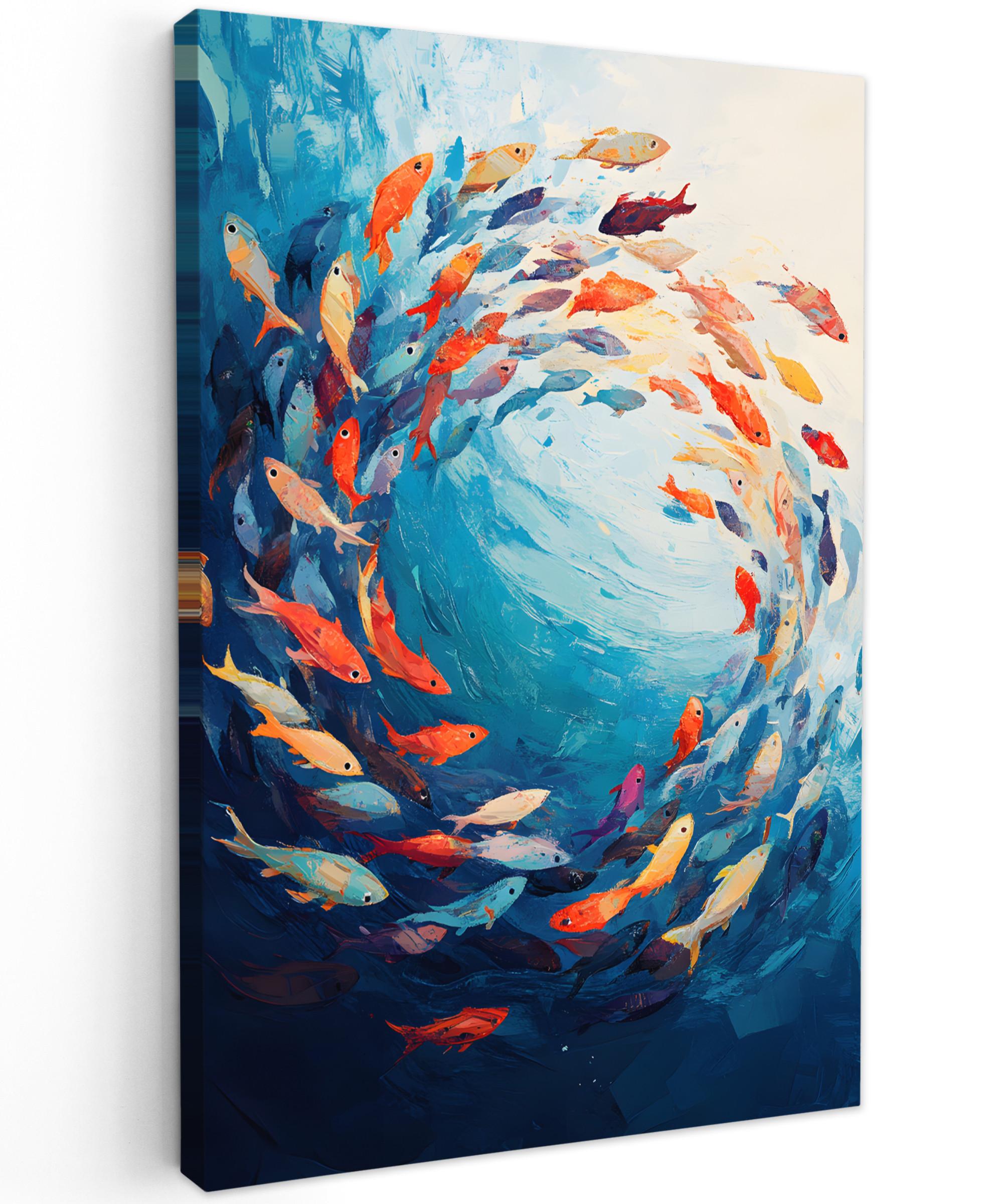 LEINWANDBILD Meer - Fische - Bunt - Dynamisch Deko Wohnzimmer 20x30 cm - Hellblau, Textil (20/30cm) - MuchoWow