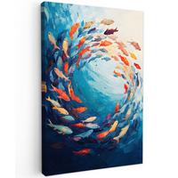 LEINWANDBILD Meer - Fische - Bunt - Dynamisch Deko Wohnzimmer 20x30 cm - Hellblau, Textil (20/30cm) - MuchoWow