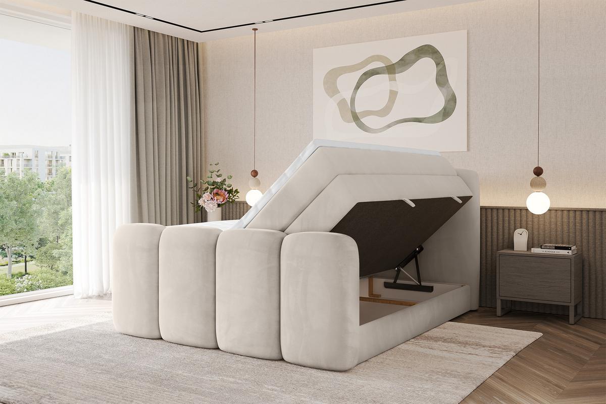 BOXBETT mit Matratze H3|H4 und Lattenrost - NINA-Z KING - 200x200 cm Casablanca - Beige - Champagner, Holzwerkstoff (200/200cm) - ALTDECOR