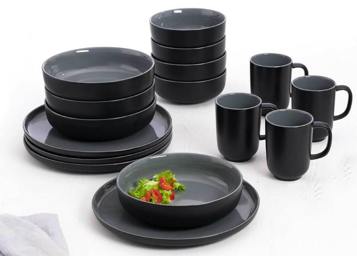 EINSTEIGER-SET Jasper schwarz 16-tlg. - Schwarz, Keramik (2/2/2cm) - Ritzenhoff Breker