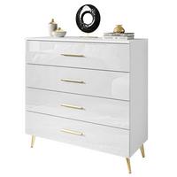 KOMMODE AURA GRIFFE mit Schubladen Beinfarbe – Gold - Goldfarben/Weiß, Holzwerkstoff (95/90/40cm) - Lookway