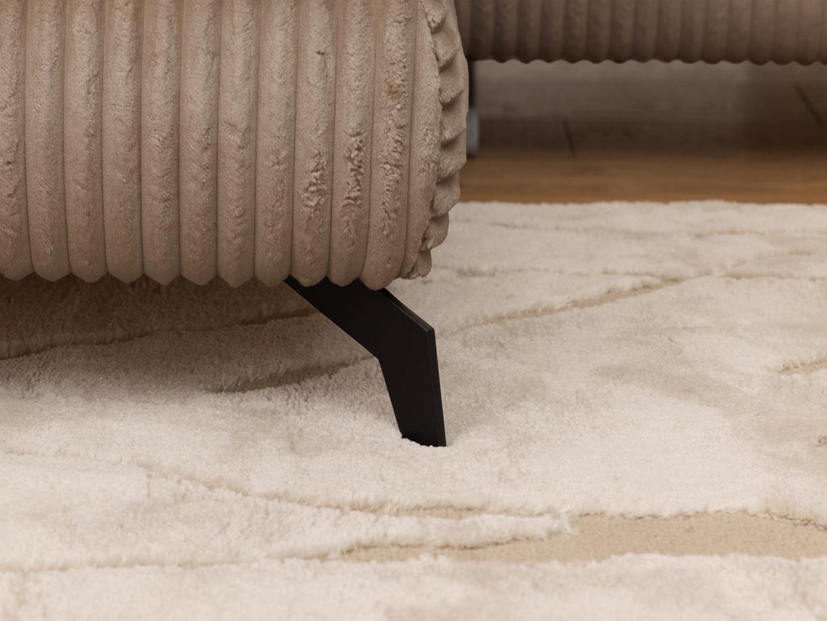 ECKSOFA mit Schlaffunktion und Bettkasten Bonnie aus Beige Cord-Stoff mit verstellbaren Kopfstützen und Armlehne - Ottomane links - Beige/Schwarz, Holz/Textil (275/210cm) - S-Style Möbel