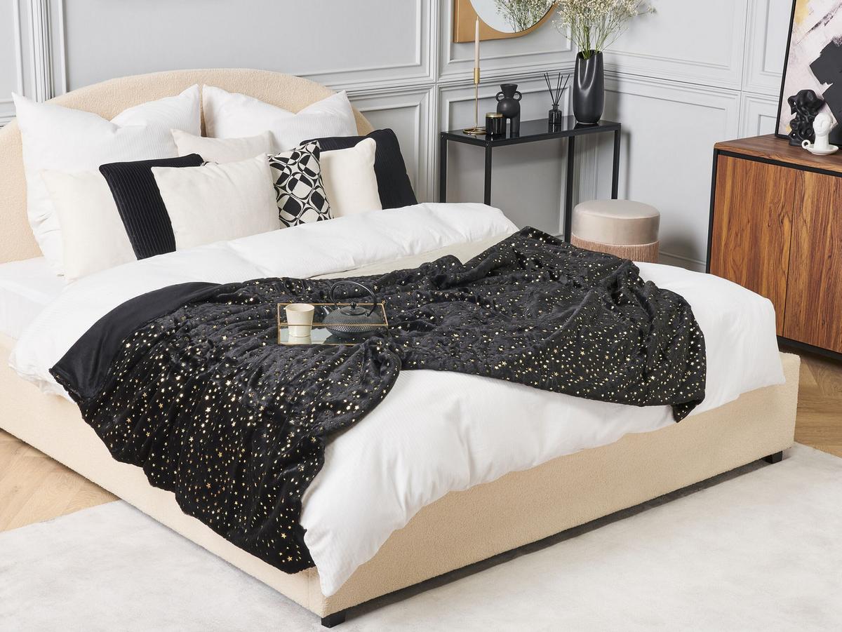 DECKE Schwarz Alazeya 130/180 cm - Schwarz, Textil (130/180cm) - Beliani