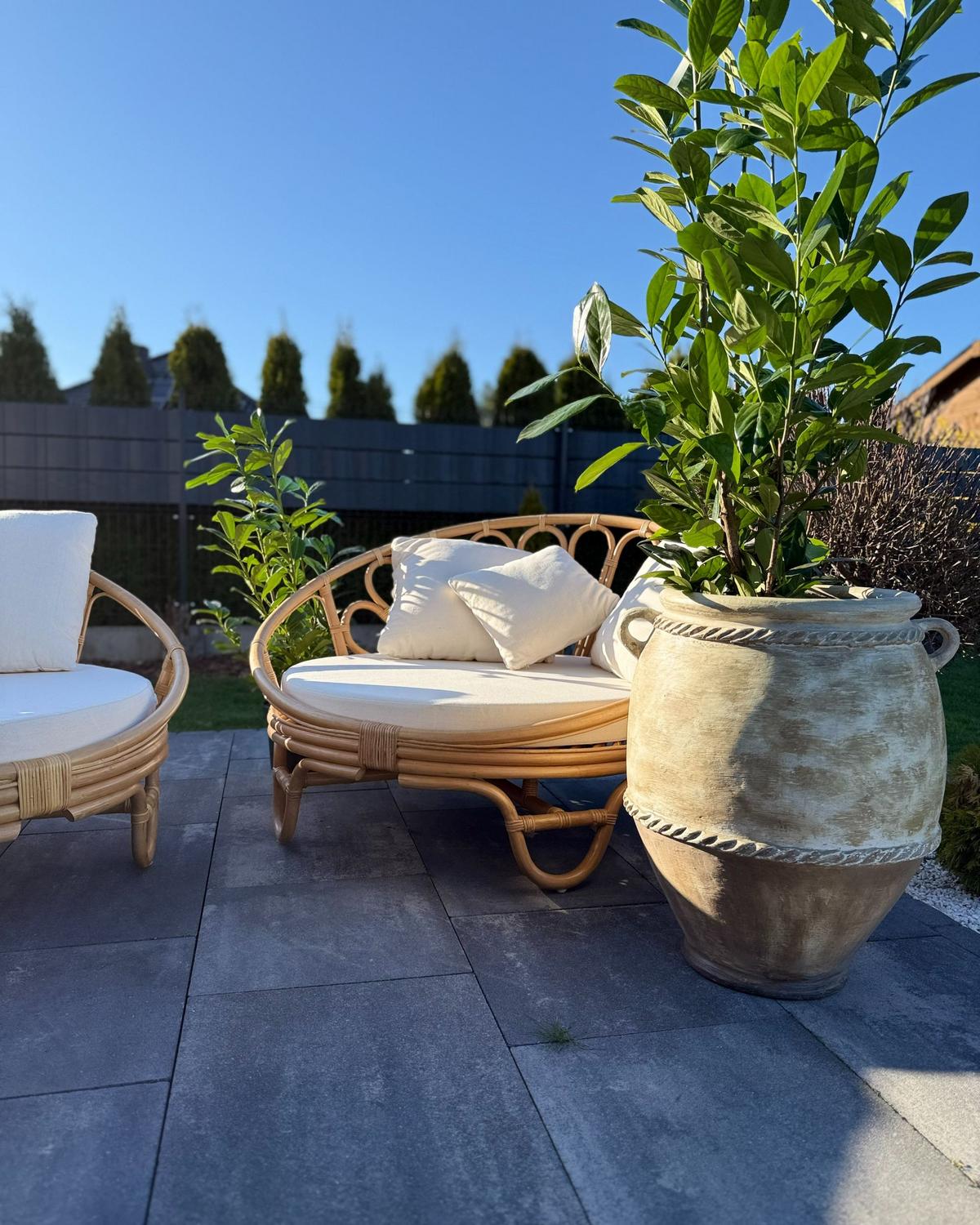 SONNENINSEL 2er-Set Rattan natürlich Auflagen Beige Rossano - Beige/Naturfarben, Naturmaterialien (112/71/110cm) - Beliani