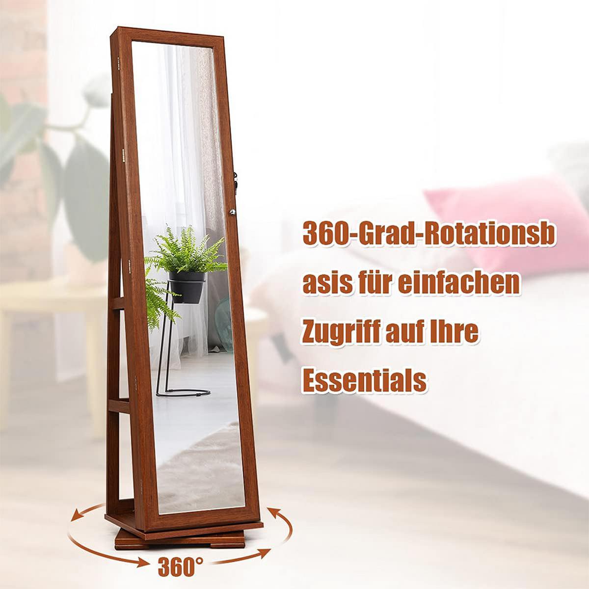 SCHMUCKSCHRANK 2 in 1 Leiterregal Braun - Braun, Holz (39/161/39cm) - COSTWAY