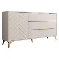 KOMMODE Xylix 1D3SZ - Beige/Goldfarben, Holzwerkstoff/Metall (154/80/40cm) - MIRJAN24