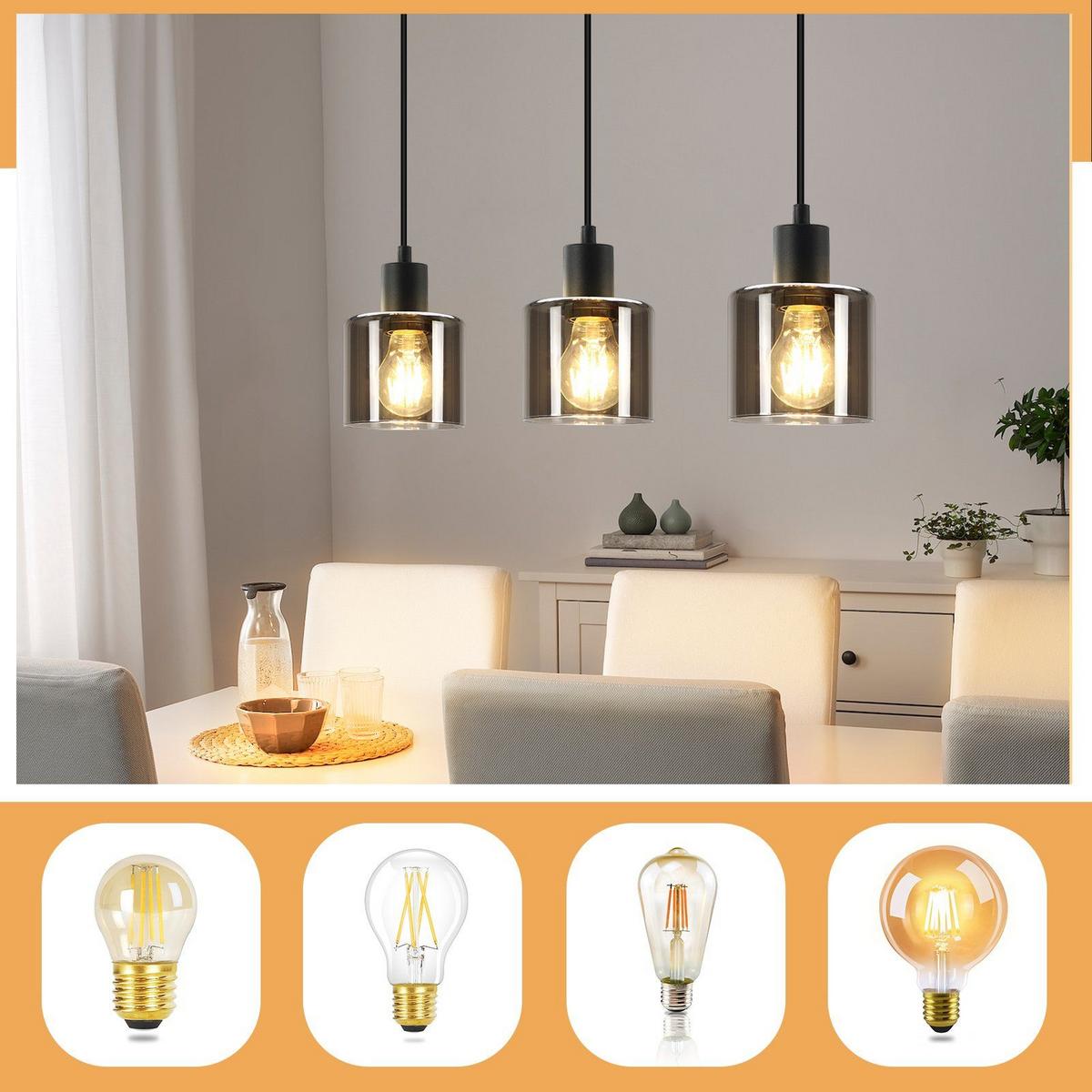 PENDELLEUCHTE Klassik 3-flammig 68/11/195 cm - Grau, Glas (68/11/195cm) - Nettlife