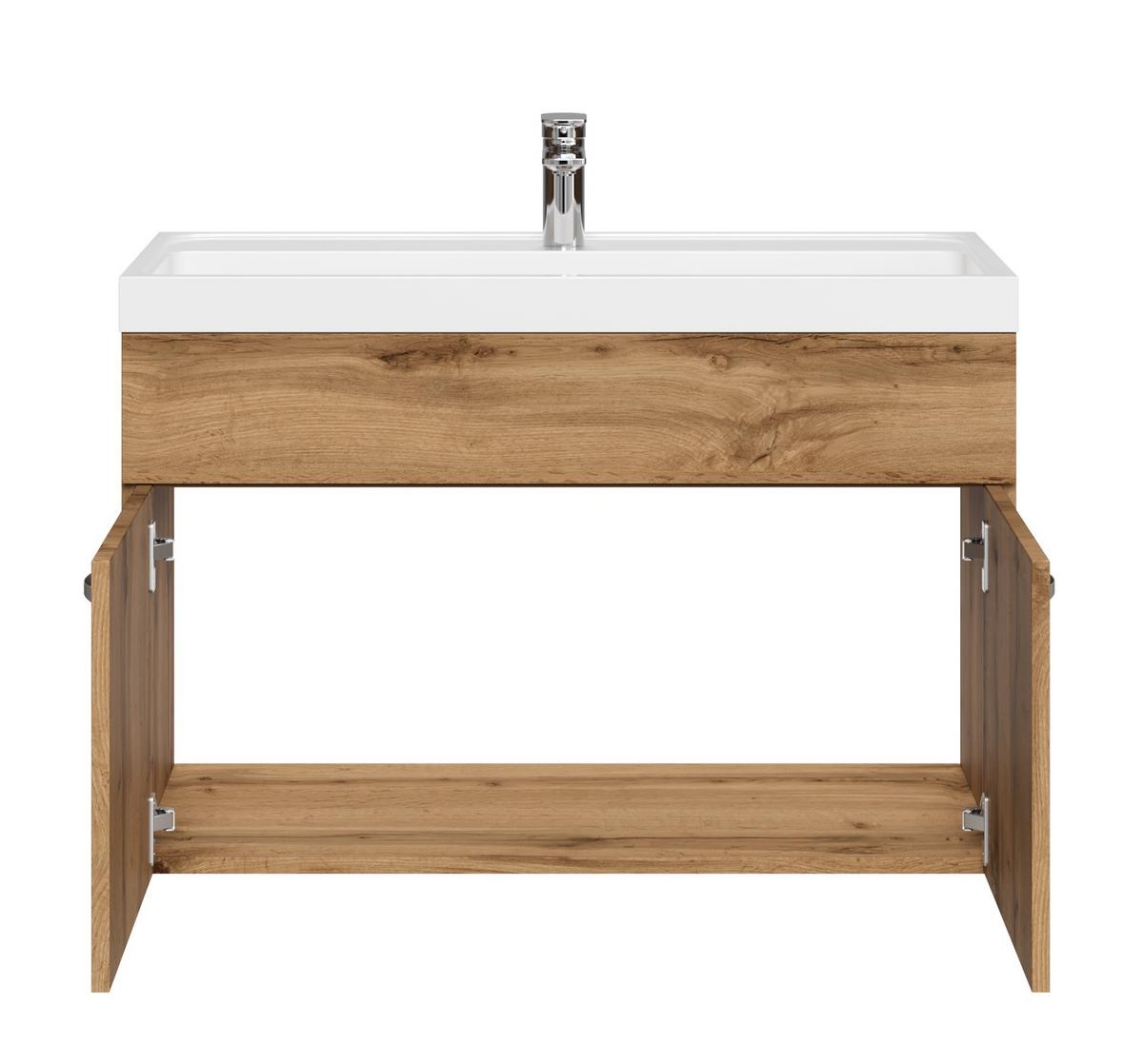 BADMÖBEL-SET Paso 2 Teile Eiche - 80 x 35 x 55 cm - Eichefarben, Holz (80/55/40cm) - Badplaats