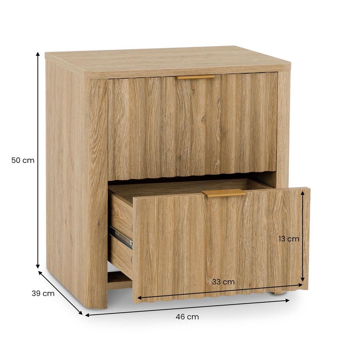NACHTTISCH ELLA Eiche - Eichefarben, Holzwerkstoff (45/50/39cm) - IDIMEX