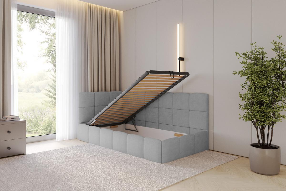 EINZELBETT Jugendbett mit Bettkasten Rechts, mit Matratze - LIVY 100x200 Grau - Anthrazit, Holzwerkstoff/Textil (100/200cm) - ALTDECOR