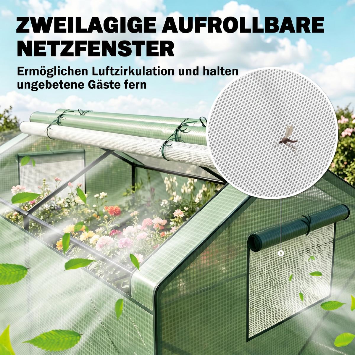 FOLIENGEWÄCHSHAUS, Grün, Metall, PE - Grün, Kunststoff (92/92/180cm) - Outsunny