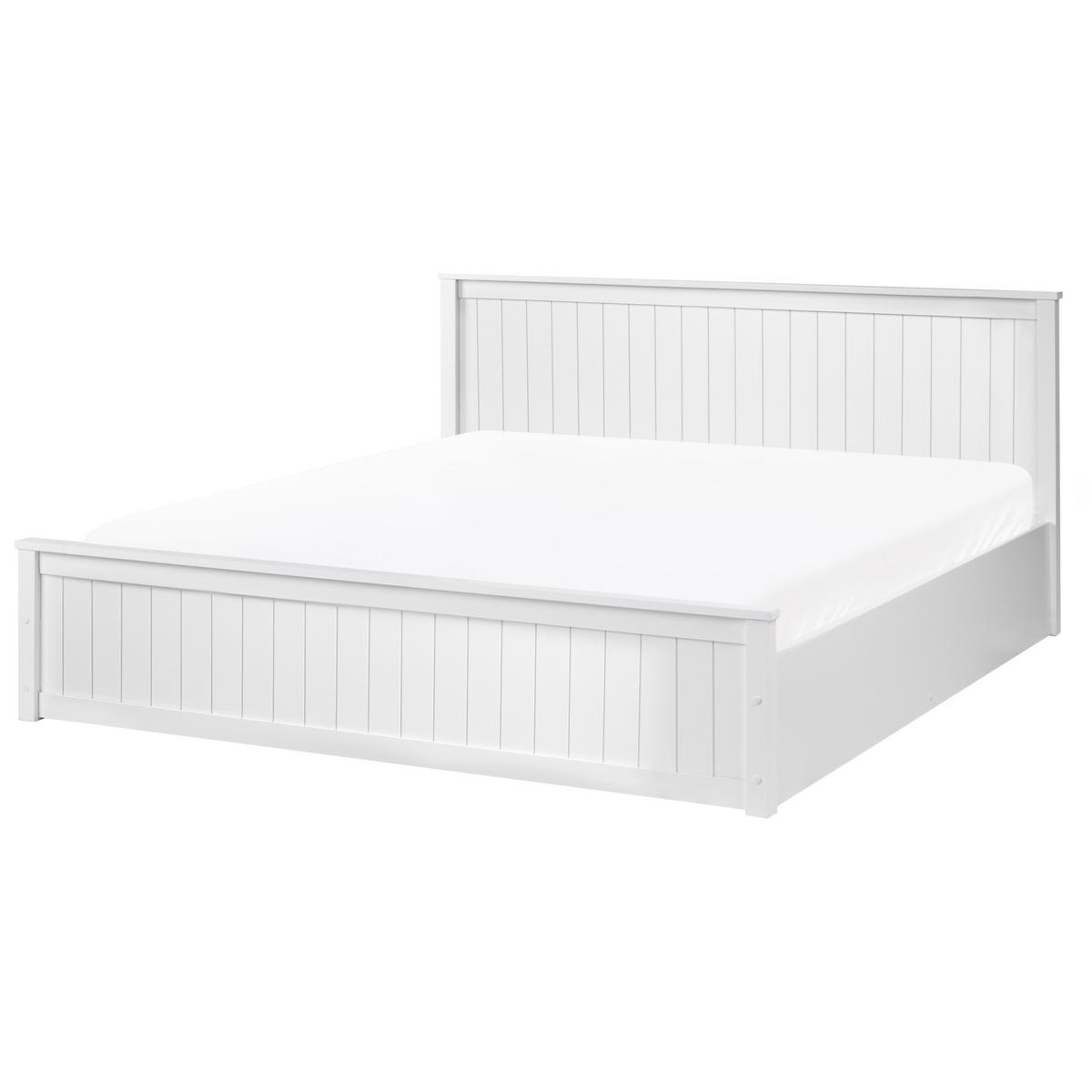 BETT mit Stauraum 180/200 Kiefernholz Weiß Lambres - Weiß, Holz (180/200cm) - Beliani