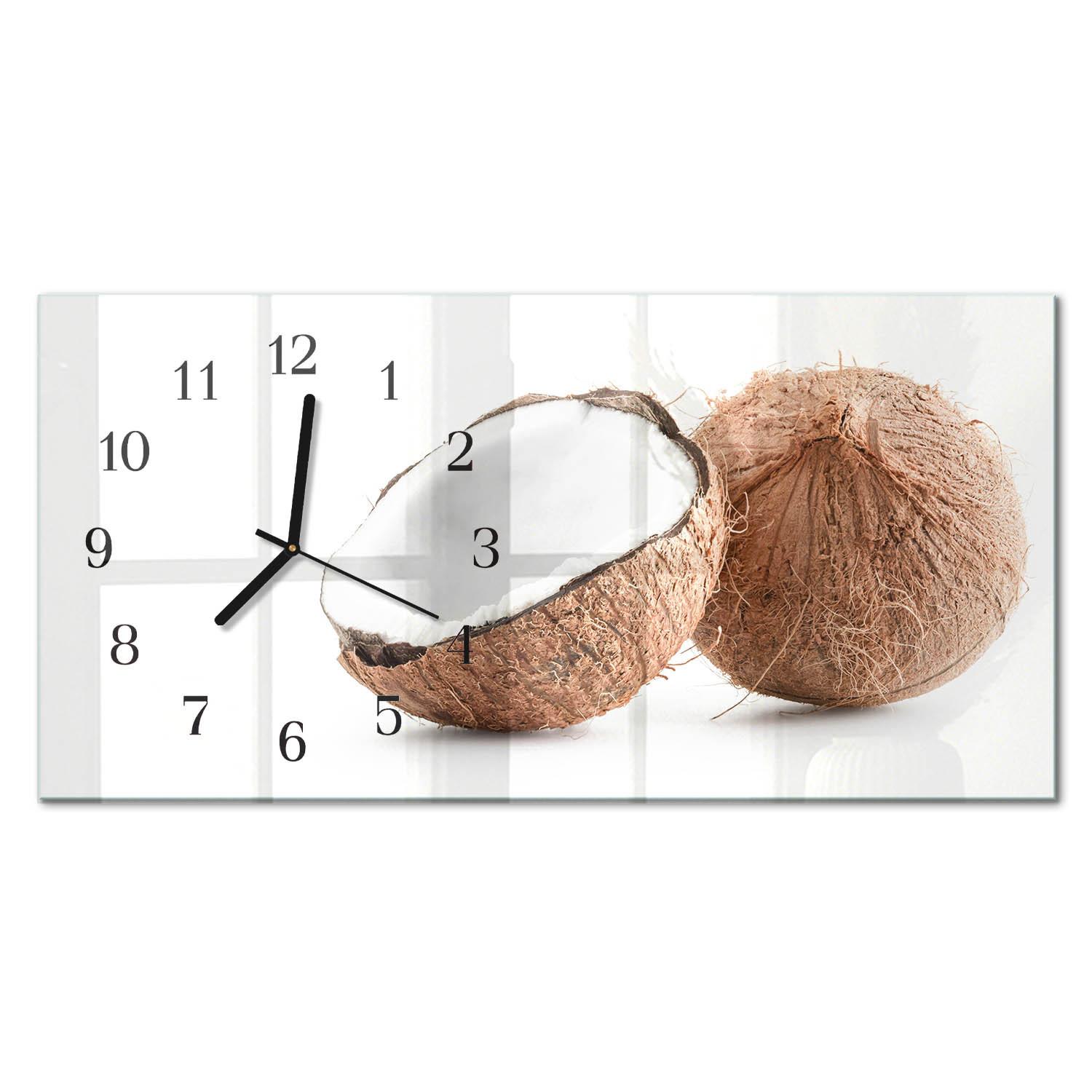WANDUHR aus Glas 60x30 cm - Kokosnüsse - Braun, Glas (60/30/0.4cm) - TULUP