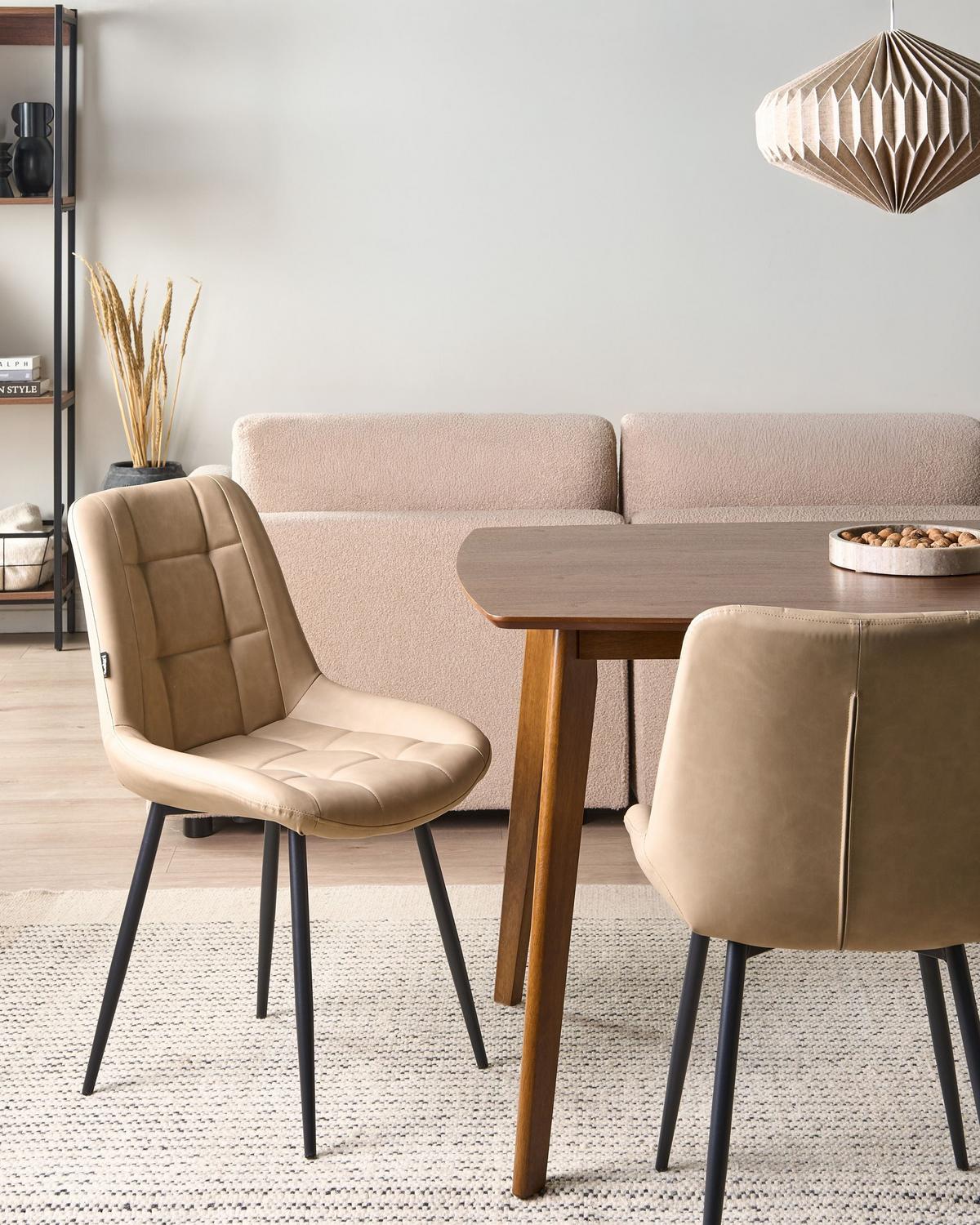 ESSZIMMERSTUHL 2er-Set Kunstleder Beige Melrose - Beige, Kunststoff (51/85/58cm) - Beliani