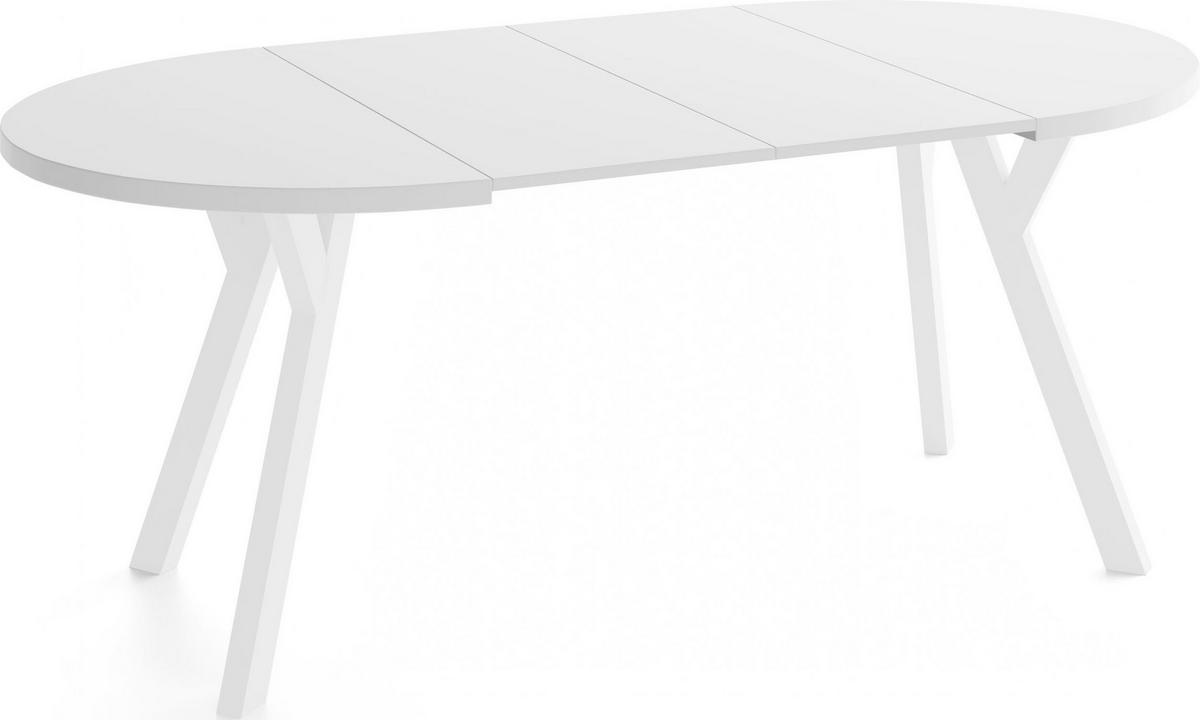 ESSTISCH Vero Weiß rund ausziehbar verlängerbar, Weiß 90-190/90/77 cm - Weiß, Holz/Holzwerkstoff (90/190/76.5cm) - WFL GROUP